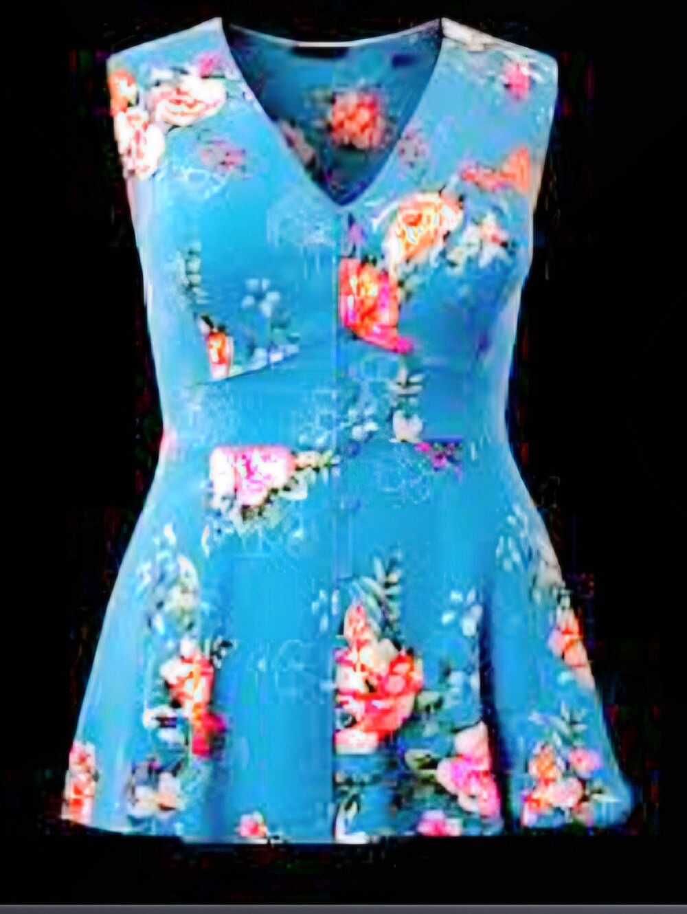 New Torrid Blue Floral Mock Button-Front V-Neck Top